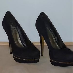 Black Dorothy Perkins faux suede heels US size 5